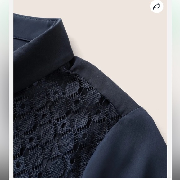 BloomChic Size XL Plain Lace Patchwork Belted Cuffed Sleeve Dress us 14 - Picture 5 of 6